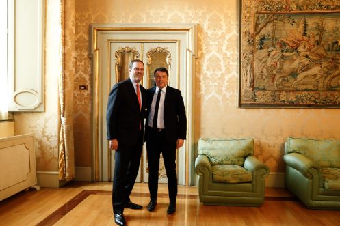 L'incontro tra il Primo Ministro Matteo Renzi e il Ceo di Cisco, Chuck Robbins